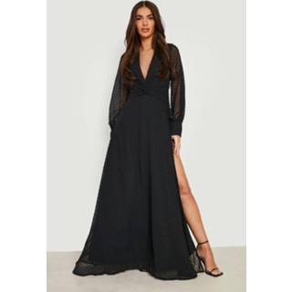 👉 Gedraaide Dobby Maxi Jurk, Black