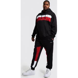 👉 Trainingspak zwart XXL mannen Plus Colour Block Man Met Tekst, Black