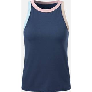 👉 Sleeveless polyester s vrouwen marine Contrast Color Crew Neck Casual Tank Top