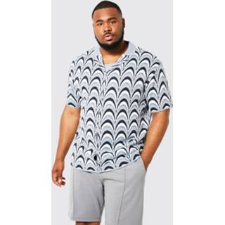 👉 Overhemd grijs XXL Plus Gebreid Jacquard Met Revers Kraag, Grey 1182013163