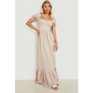 👉 Geweven Maxi Jurk Met Laagjes En Harvormige Hals, Stone