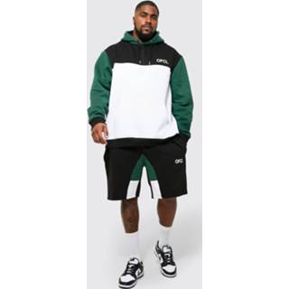 👉 Trainingspak donkergroen XXL Plus Official Colour Block Met Shorts, Green