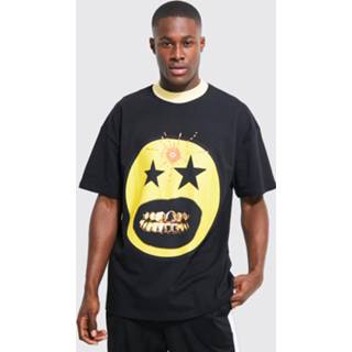 👉 Oversized Grill Smiley T-Shirt Met Print, Black