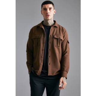 👉 Overhemd nylon XL chocoladebruin Stretch Ma1 Overhemd, Chocolate