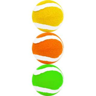 👉 Tennisbal volwassenen Set van 3x stuks gekleurde premium tennisballen 6,5 cm