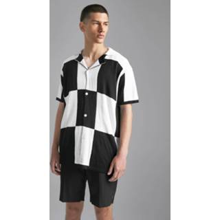 👉 Oversized Geruit Gebreid Baggy Overhemd, Black