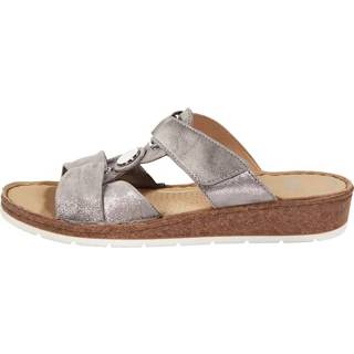 👉 Muiltje met ronde, metalen versiering Ara Taupe