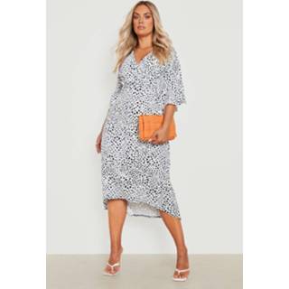 👉 Plus Midi Skater Jurk Met Vegen, Ivory