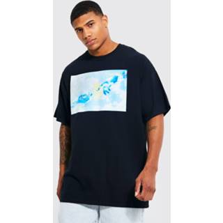 👉 Oversized Wolken Print T-Shirt Met Print, Black