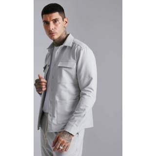 👉 Overhemd grijs nylon XL Stretch Met Zakken, Light Grey 1189450836