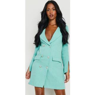 👉 Tall Bouclé Blazer Jurk Met Mouwsplit, Mint