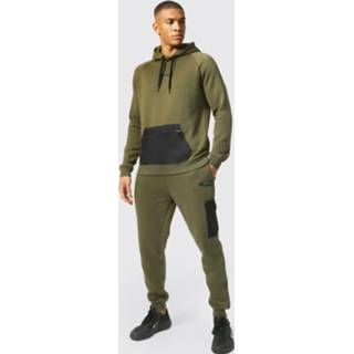 👉 Man Active Mesh Trainingspak Met Capuchon, Khaki