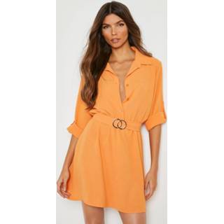 👉 Blousejurk oranje Blouse Jurk Met Ceintuur, Orange