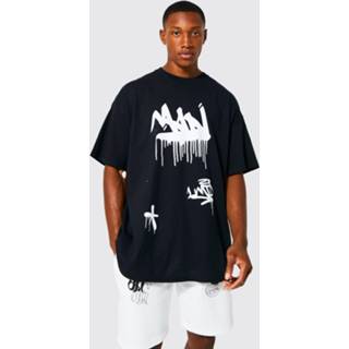 👉 Oversized Graffiti T-Shirt Met Print, Black