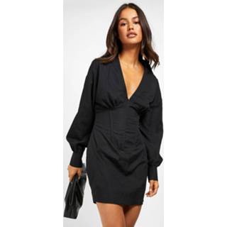 👉 Blouse Jurk Met Korset Detail, Black