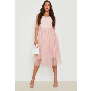 👉 Midi jurk blush Tall Tulle Mesh Boutique Jurk,