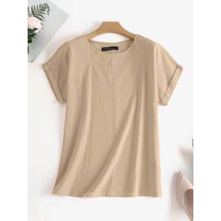 👉 Short sleeve cotton s vrouwen zwart Solid Casual Women Crew Neck Blouse