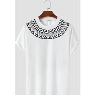 👉 Short sleeve polyester s male wit Mens Geometric Tribal Stitching Soft T-Shirts