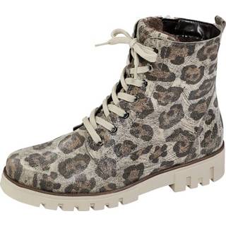 👉 Hoge veterschoenen vrouwen animalprint bruin geruwd leer veterschoen met luchtgepolsterde zool Waldläufer 4065447996473 4065447996435