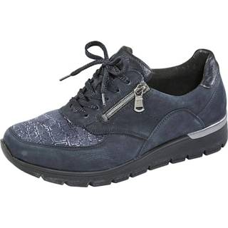 👉 Veter schoenen donkerblauw vrouwen effen blauw Veterschoen met ritssluiting opzij Waldläufer 4065447842671 4065447842640