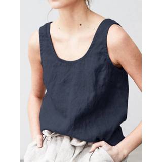 Sleeveless cotton s vrouwen wit Solid U-neck Casual Tank Top For Women
