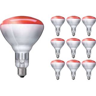 👉 Rood Voordeelpak 10x Philips BR125 IR 250W E27 230-250V 8719157043137