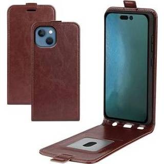 IPhone 14 Max Verticale Flip Case met Kaartsleuf bruin Flipcase bruin IPhone 14 Max Verticale Flip Case met Kaartsleuf - 5714122104717