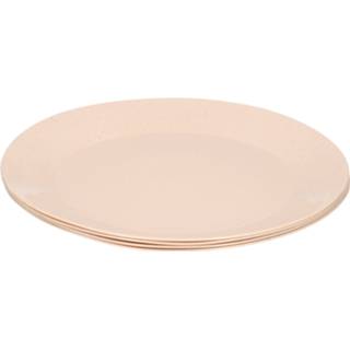 Diner bord kunststof verantwoord active beige 4x ontbijt/diner bordjes van afbreekbaar bio materiaal 21 cm in het eco-beige