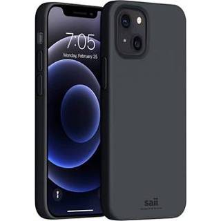 👉 Vloeibaar silicoon zwart Saii Premium iPhone 13 siliconen hoesje - 5714122196217