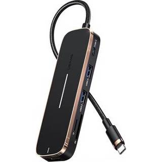 👉 Zwart Usams US-SJ575 6-in-1 USB-C Hub met HDMI-poort - 6958444900346