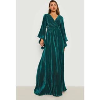 👉 Plisse Kimono Maxi Jurk, Emerald