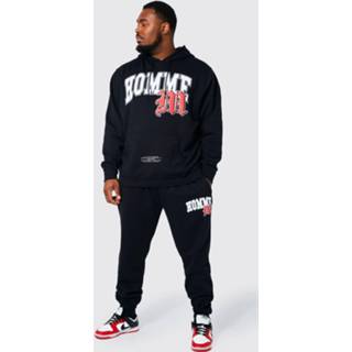 👉 Plus Homme Varsity Trainingspak Met Capuchon En Print, Black