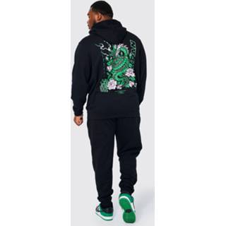 👉 Plus Dragon Bloemen Trainingspak Met Capuchon En Print, Black