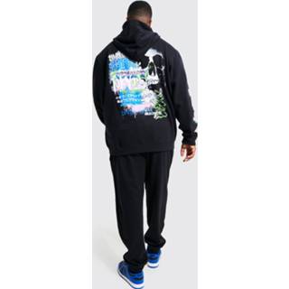 👉 Plus Graffiti Schedel Trainingspak Met Capuchon En Print, Black