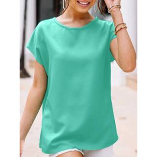 Short sleeve polyester s vrouwen donkergroen Solid Crew Neck T-shirt For Women