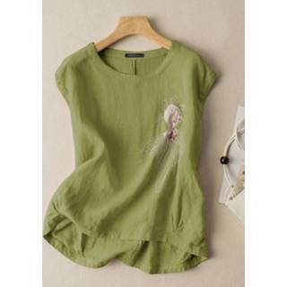 👉 Sleeveless cotton s vrouwen wit meisjes Cartoon Girl Pattern Crew Neck Tank Top