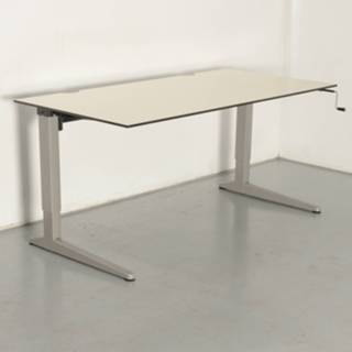 👉 Bureau wit Ahrend essa Four-Two bureau, gespikkeld blad, 160 x 80 cm, hoogte instelbaar onderstel d.m.v. handslinger