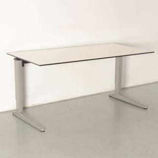 👉 Wit Ahrend Essa Four-Twobureau, gespikkeld blad, 160 x 80 cm, hoogte instelbaar onderstel