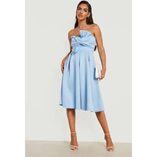 👉 Skater jurk blauw baby blue baby's Scuba Bandeau Midi Met Strik,