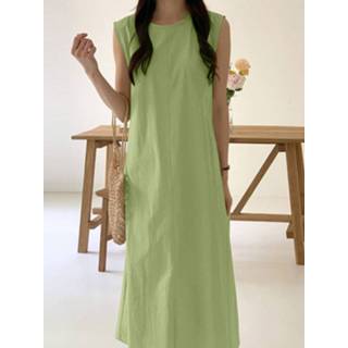 👉 Sleeveless polyester s vrouwen zwart Solid Hollow Back Casual Maxi Dress