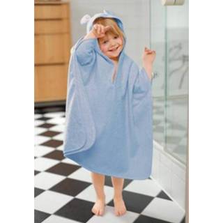 👉 Poncho l van badstof met capuchon zuiver bio-katoen, waterblauw 61 cm 9002075113952