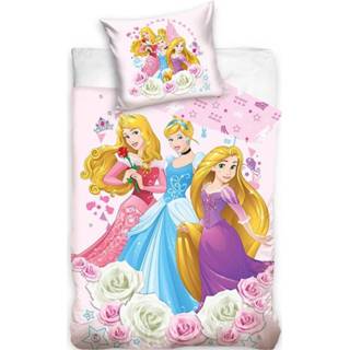 👉 Dekbedovertrek roze wit antraciet Disney Princess roze/wit - 140 x 200 cm 5902689477263