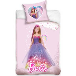 👉 Dekbedovertrek paarse katoen antraciet Barbie jurk - 140 x 200 cm 70 90
