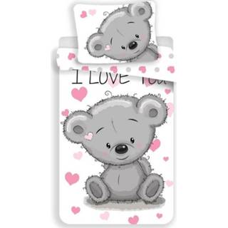 Dekbedovertrek katoen antraciet Animal Pictures Teddybeer I Love You 140 x 200 cm 70 90 - 8592753024614