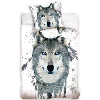 👉 Dekbedovertrek katoen antraciet Dreamee Wolf- 140 x 200 cm - 70 90 5902689473630