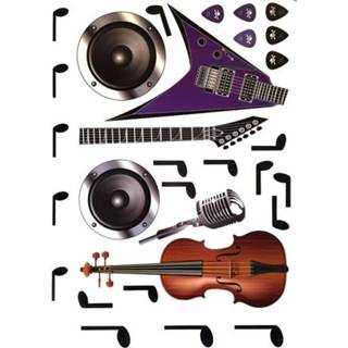 👉 Muursticker antraciet Muziekinstrumenten