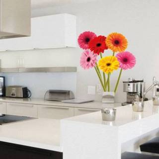 👉 Muursticker antraciet Gerbera (set van 6)