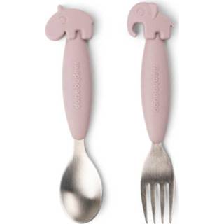 👉 Lepel silicoon jongens roze Done by Deer ™ Easy-grip en vork set, Hert friends 5712643039860