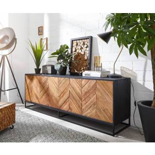 👉 DELIFE Dressoir Famke 175x45 cm exotic wood fishbone 4 deuren