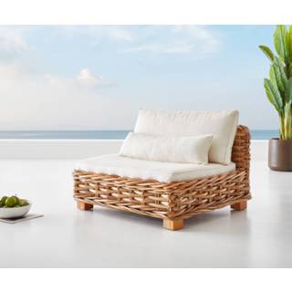 👉 Loungestoel wit DELIFE Nizza105x95 cm rotan natuur kussen handgemaakt 4250342615516